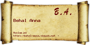 Behal Anna névjegykártya